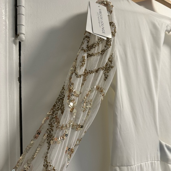 ASOS Virgo lounge long maxi dress with side slit white new with tags size UK12 - Picture 10 of 12